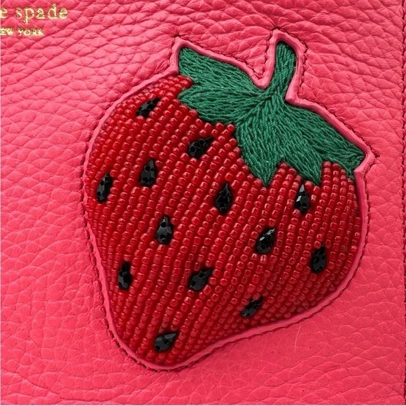 Kate Spade On Purpose Strawberry Mini Leather Wristlet -UVRU0191 - Picture 5 of 11
